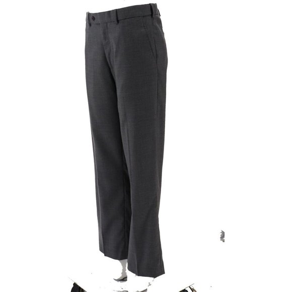 NWT LANDS' END MEN'S COMFORT WAIST WOOL PANTS DARK CHARCOAL (GRAY) 33- UNHEMMED - Picture 2 of 7